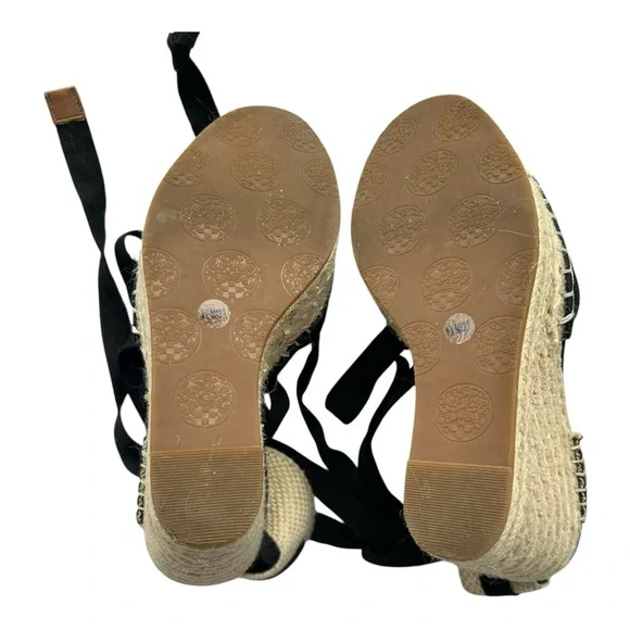 Vince Camuto Alindra Espadrille Wedge Black Excellent Size 6.5 - Picture 8 of 11